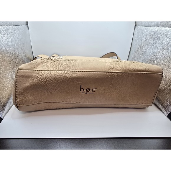 B.O.C. Beige Faux Pebbled Leather & Straw Vegan Purse Shoulder Handbag - Picture 13 of 13